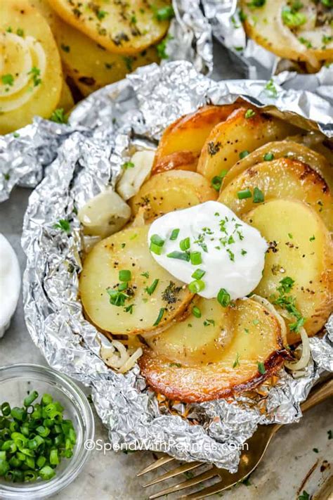 cooking potatoes on the grill in foil